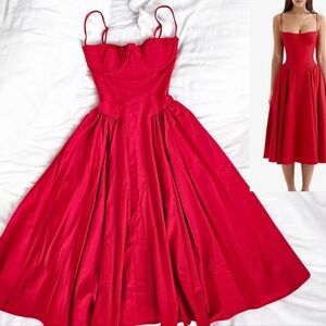 Red Samaria Fit & Flare Midi Cocktail Dress XS